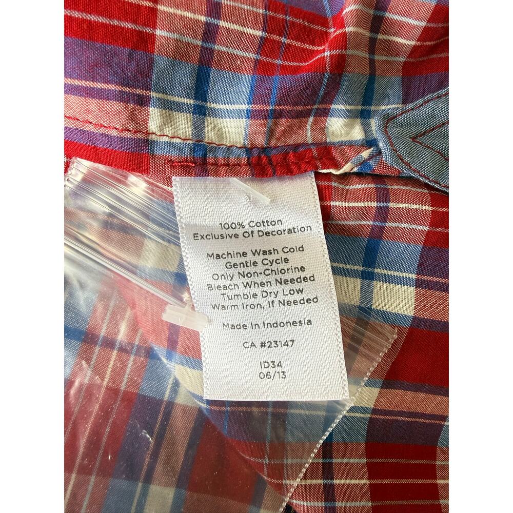 Talbots Plaid Ruffle Shirt Red White Blue Preppy Retro Button Down Top Women S - Picture 9 of 11